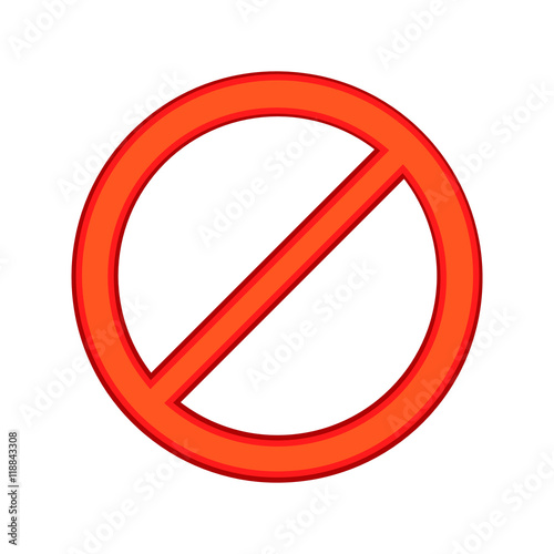 Free Download Red sign ban icon in cartoon style isolated on white background. Warning symbol - GFXLoad
