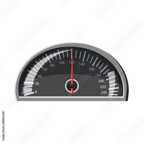 Speedometer 120 km in hour icon in cartoon style isolated on white background. Speed measurement symbol