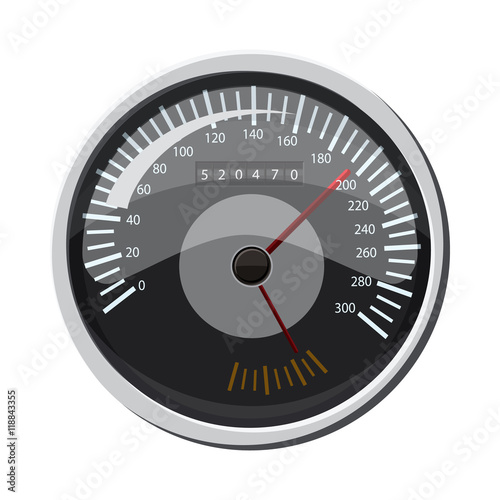 Grey speedometer icon in cartoon style isolated on white background. Speed measurement symbol