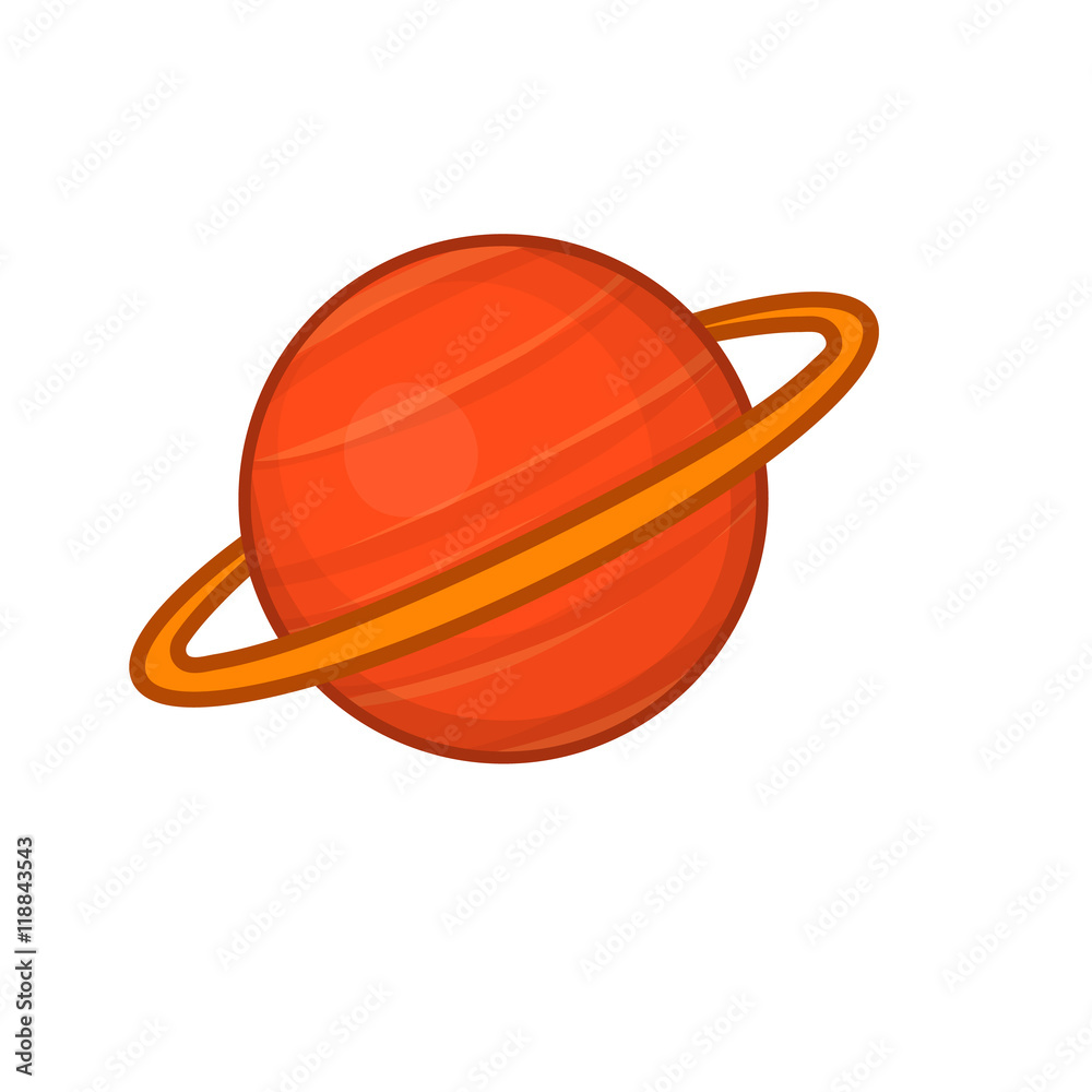 Saturn icon in cartoon style isolated on white background. Planet symbol Saturn icon in cartoon style isolated on white background. Planet symbol