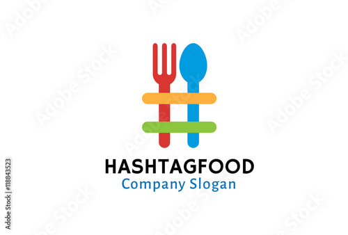 Hashtag Food Logo Design Illustration