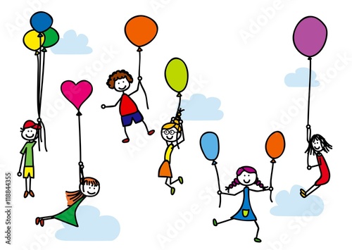 Kinder mit Luftballons
