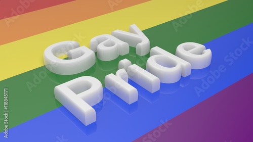 3d rendering words gay pride on gay flag background