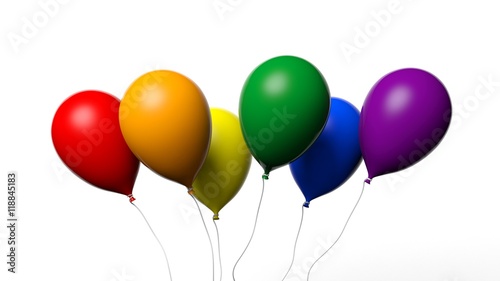 3d rendering baloons in gay flag colors