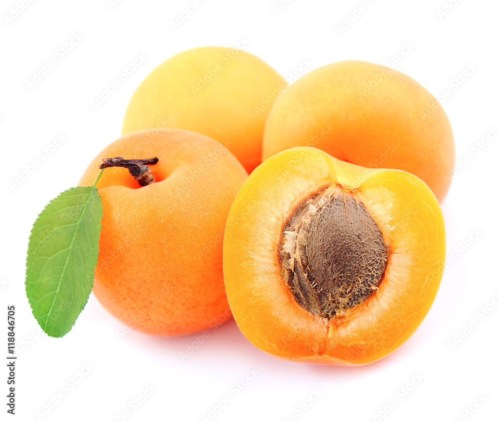 Sweet apricots with leafs Sweet apricots with leafs