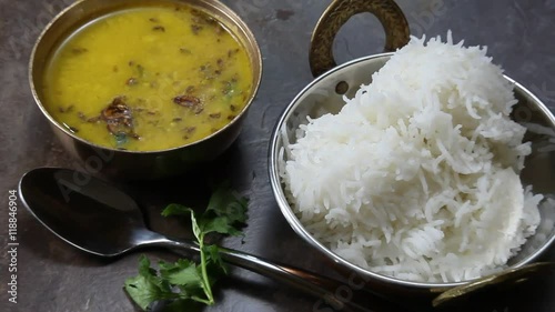 Zooming out and zooming in yellow lentils or Arhar daal, and Indian lentil soup.