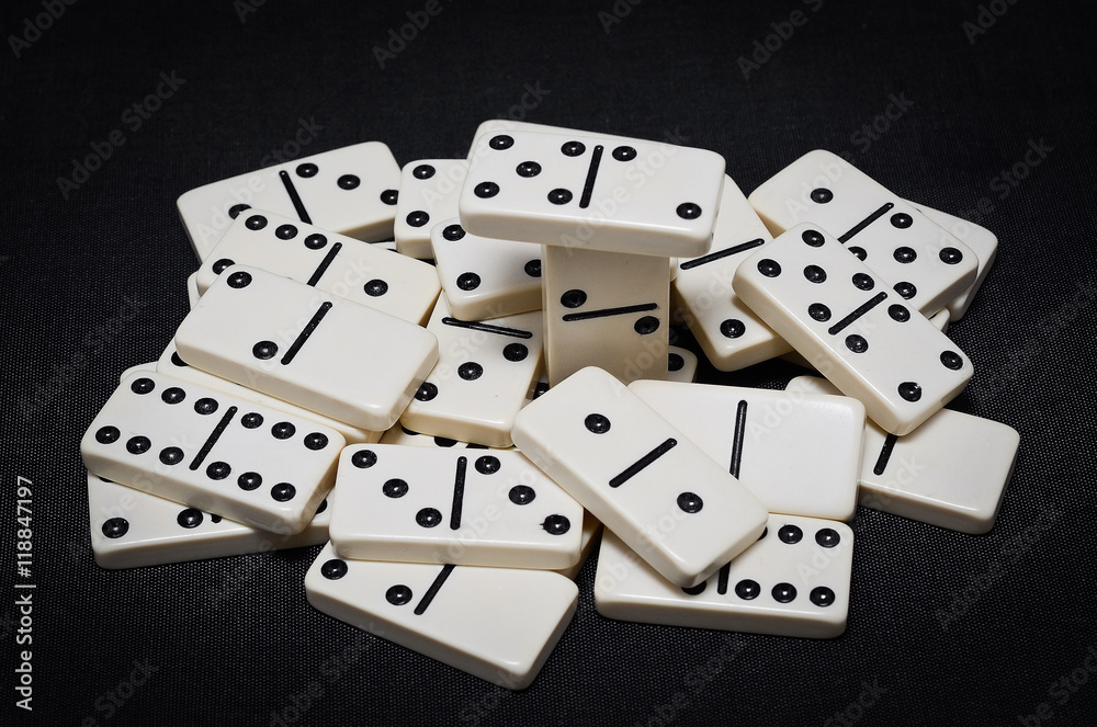Dominoes chips isolated on a black background Dominoes chips isolated on a black background
