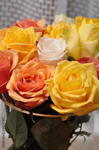 A bouquet of colorful roses