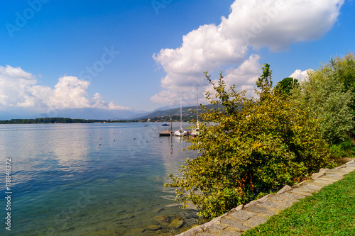Wallpaper Mural Lake of Viverone panorama with mountains on horizon. Torontodigital.ca