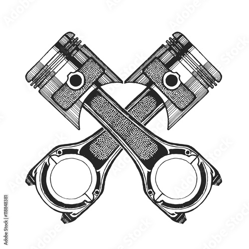 Hand drawn vector image of pistons