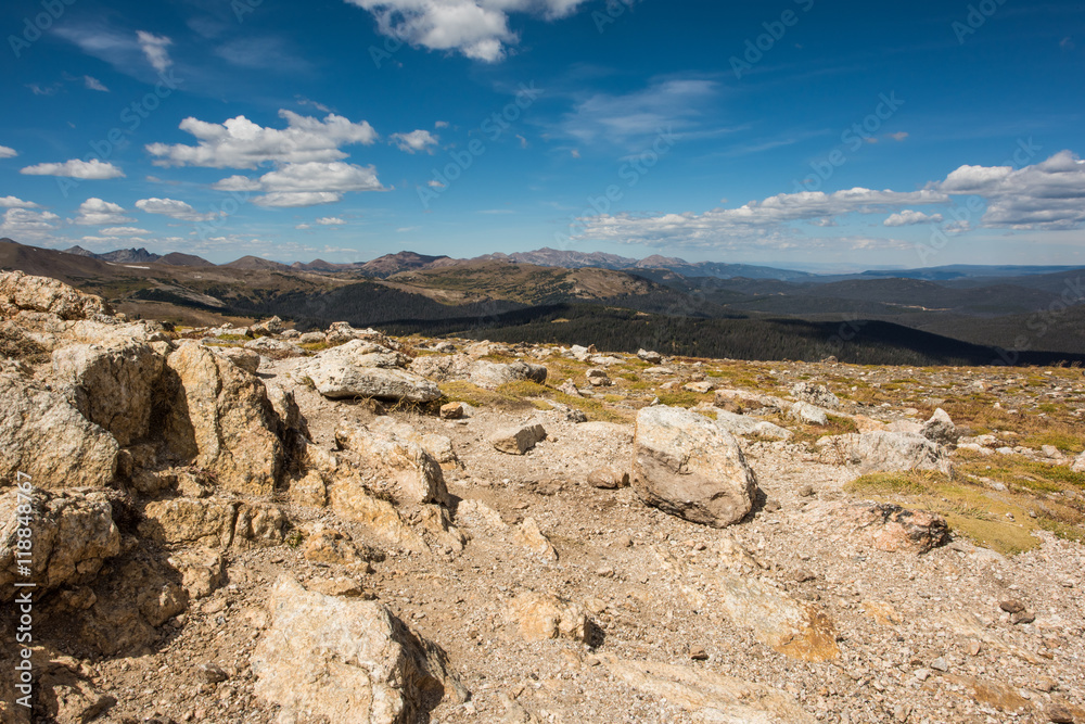 A landscape view of a peak in the Rocky Mountains, Colorado, USA