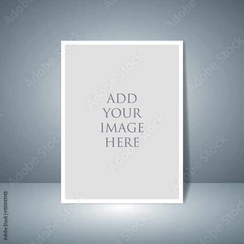 Vector paper frame mockup hanging with paper clip