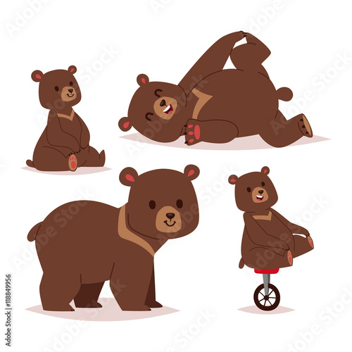 Cartoon bear vector set.
