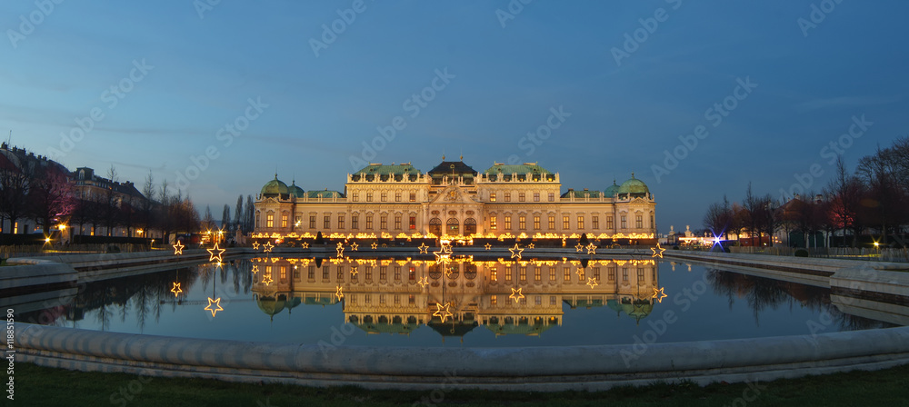 Belvedere in Vienna Austria at Christmas time