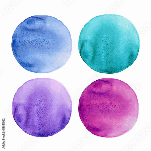 Watercolor circles collection. Vector illustration.