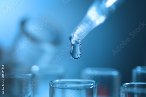 Testing water in laboratory closeup