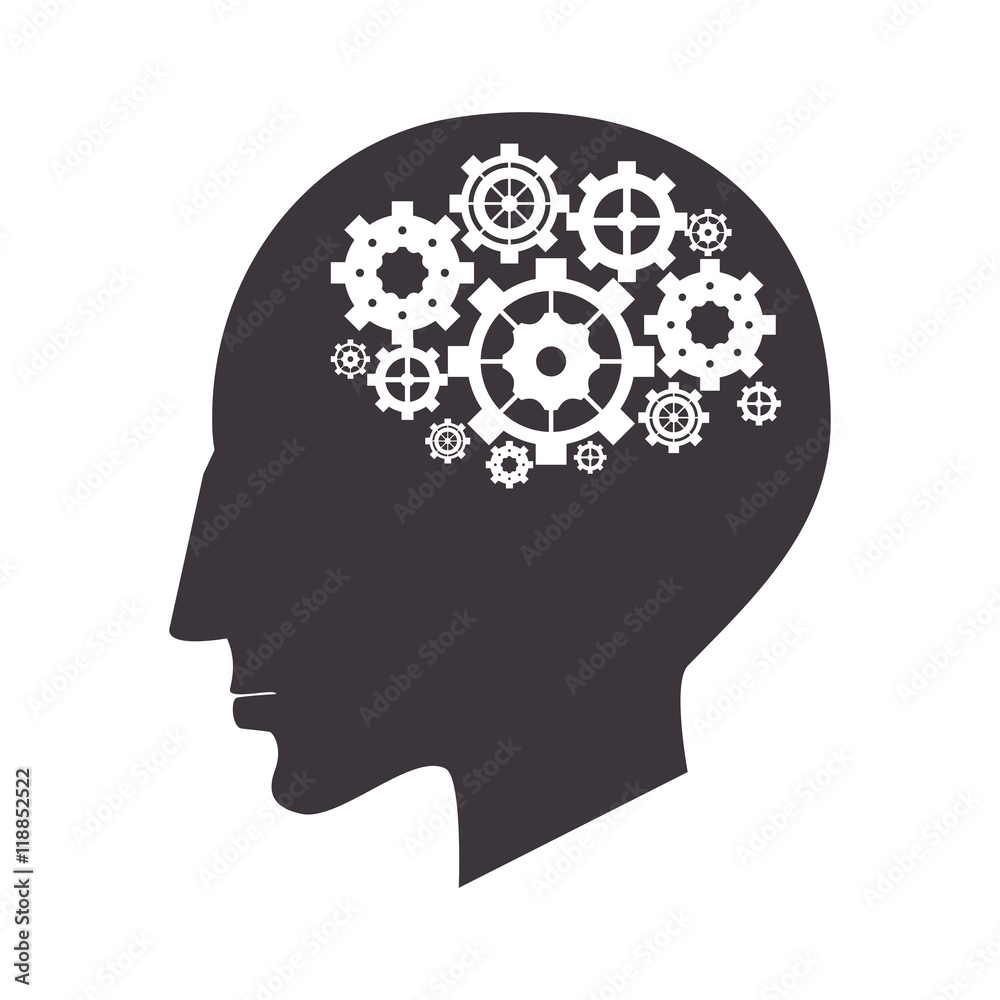 flat design brain and gears icon vector illustration flat design brain and gears icon vector illustration