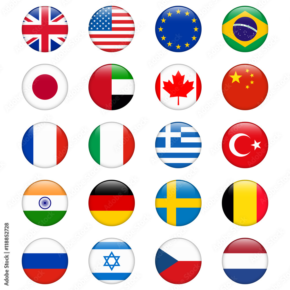 Circular outlet country flags