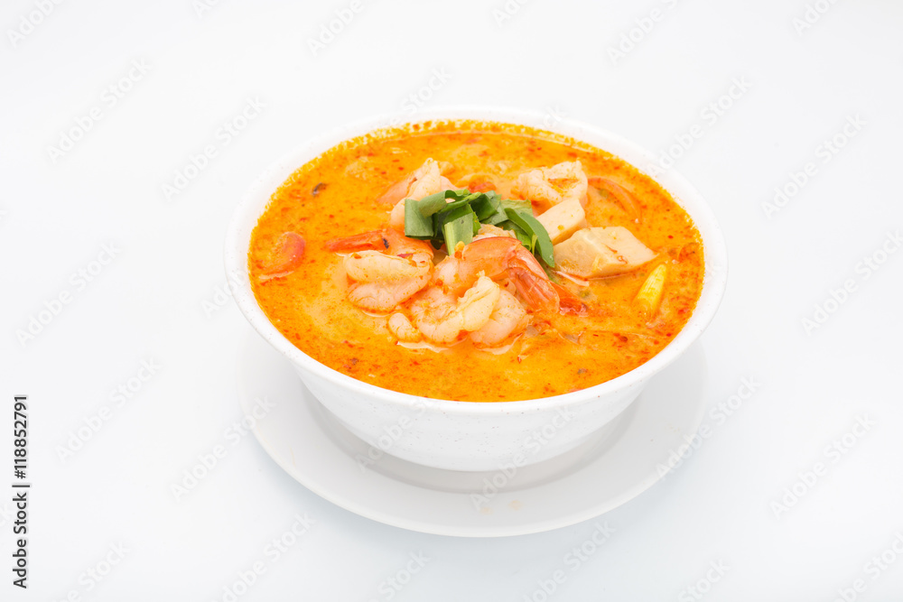 Hot and sour soup and shrimp in condensed water (Tom Yum Kung)