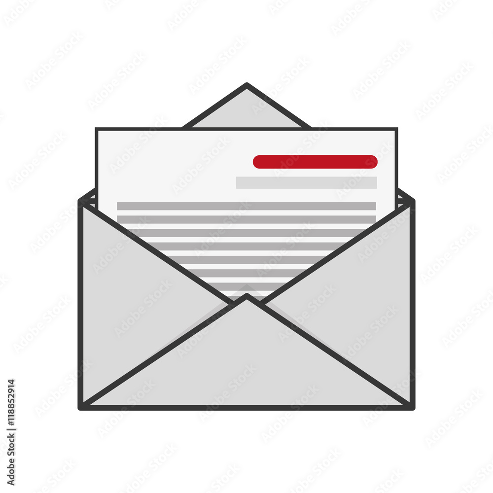 flat design open envelope with document icon vector illustration flat design open envelope with document icon vector illustration
