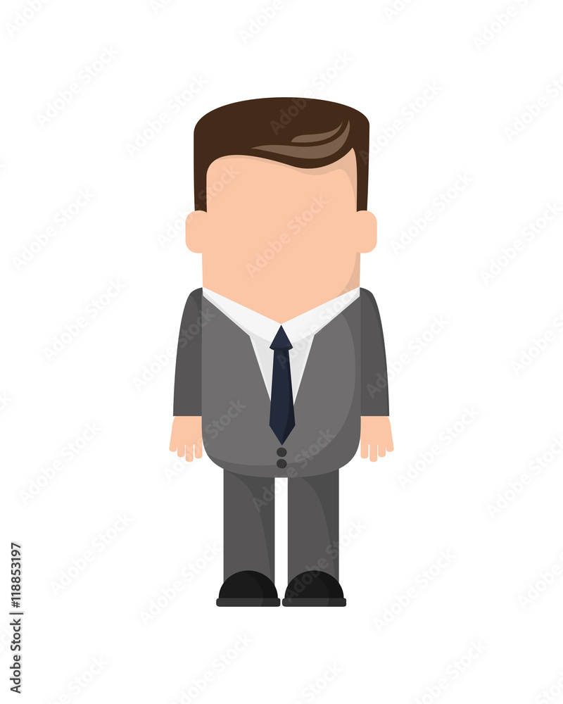 flat design faceless businessman icon vector illustration