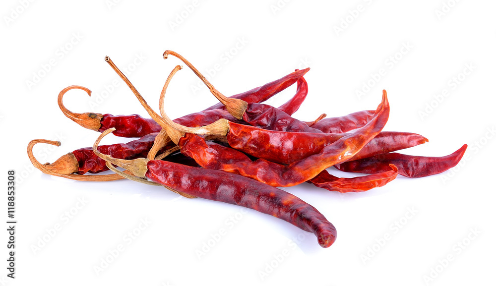 dried chilli on white background