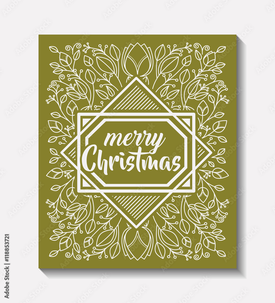 merry christmas frame vintage style vector illustration design