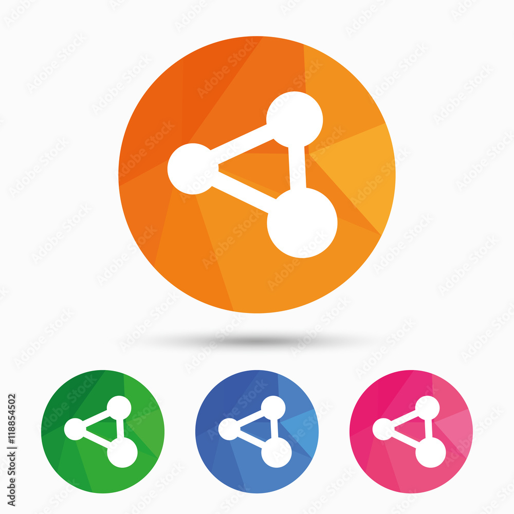 Share sign icon. Link technology symbol. Share sign icon. Link technology symbol.