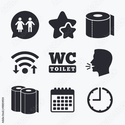 Toilet paper icons. Gents and ladies room.