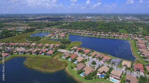 Stock aerial footage of luxury homes in West Palm Beach Florida photo