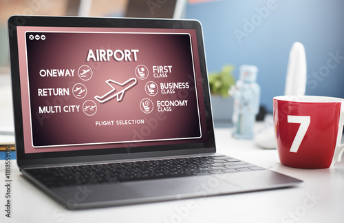 Airport Flight Ticket Selection Transportation Concept