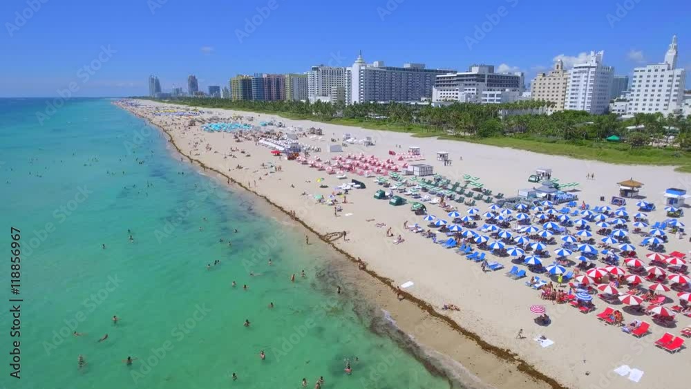 Aerial video of crowds of people on the beach Aerial video of crowds of people on the beach