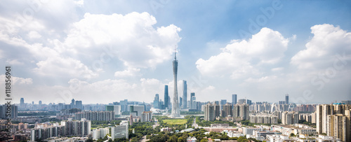 cityscape and skyline of guangzhou in cloud day