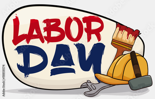 Poster with Worker Equipment to Celebrate Labor Day, Vector Illustration