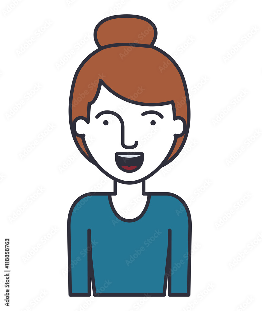 young woman avatar isolated icon vector illustration design