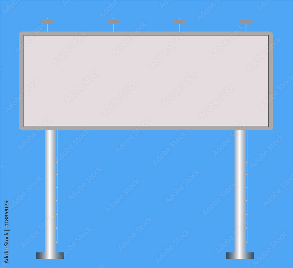 Business white big billboard for advertising on blue background Business white big billboard for advertising on blue background