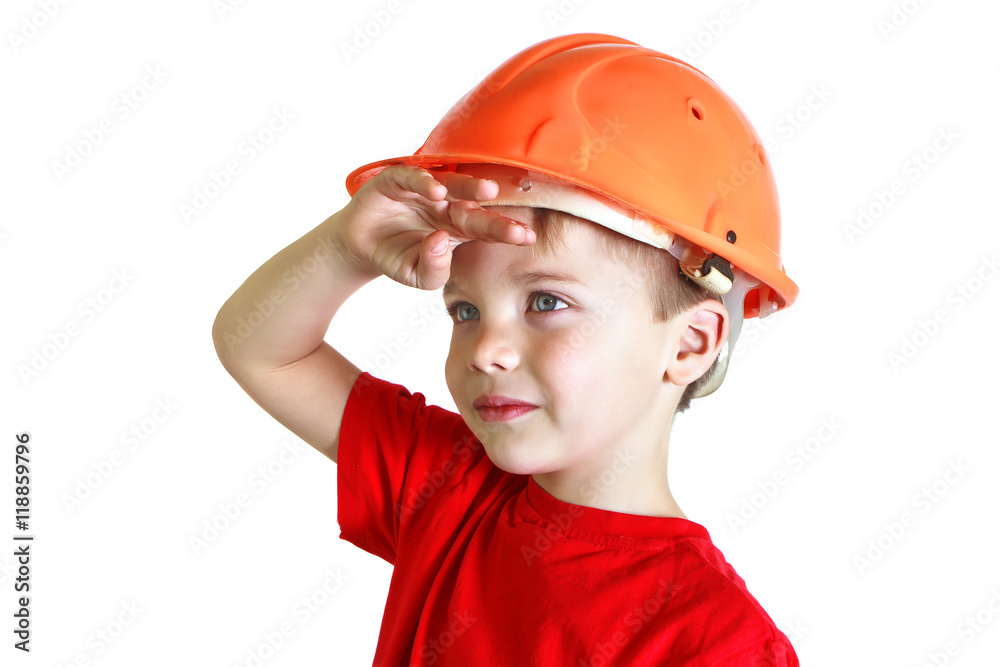 Boy in a helmet looks into the distance Boy in a helmet looks into the distance
