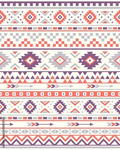 Seamless Ethnic pattern textures. Orange & Purple colors. Navajo geometric print. Rustic decorative ornament. Abstract geometric pattern. Native American pattern. Ornament for the design of clothing