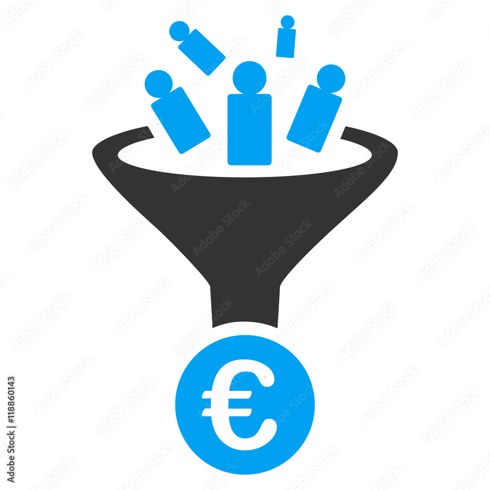 Euro Sale Conversion icon. Vector style is bicolor flat iconic symbol ...