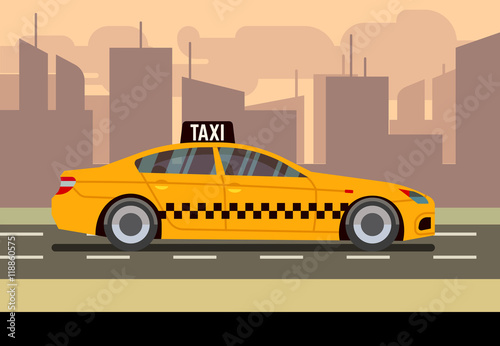 Taxi car flat vector illustration