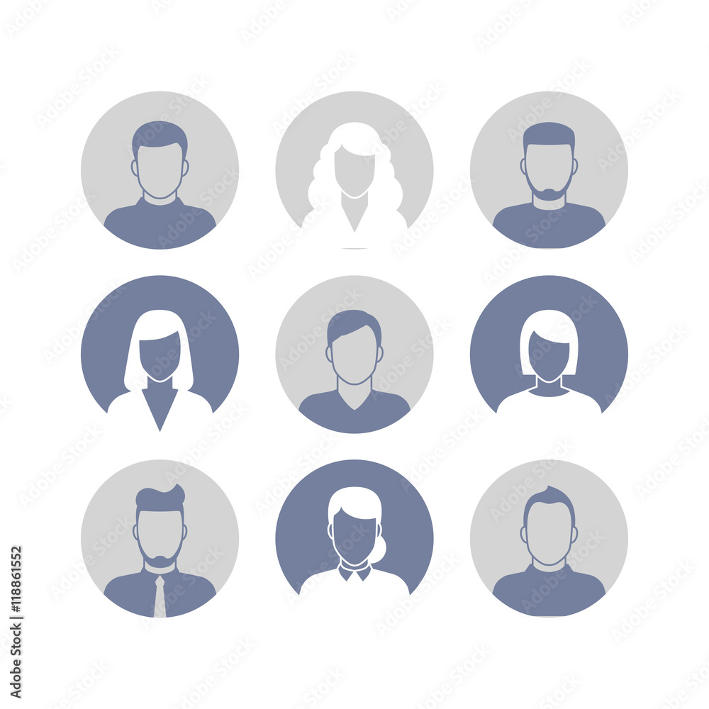 People profile silhouettes icons in circle frames. Vector illustration People profile silhouettes icons in circle frames. Vector illustration