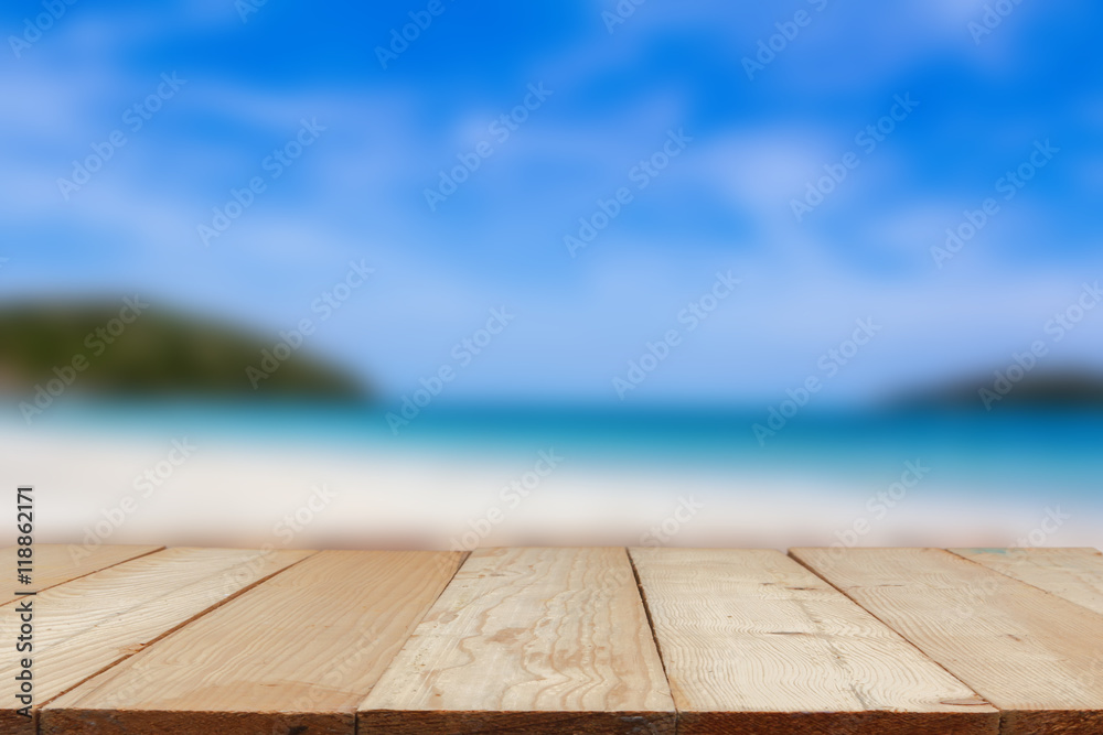 Wooden on the beach sea Wooden on the beach sea