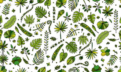 Tropical plants, seamless pattern