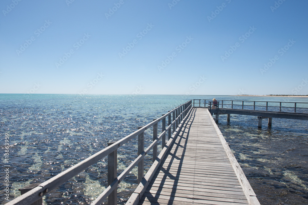 Woman Stromatolites Hamelin Pool Australia