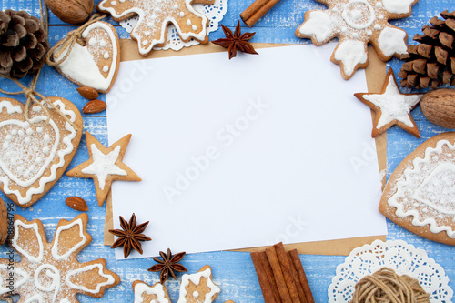 Christmas background with Christmas ginger cookies