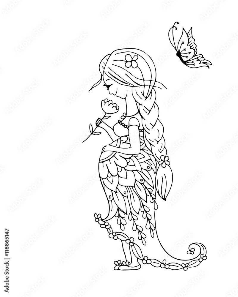 Beautiful pregnant woman with butterfly, sketch for your design Beautiful pregnant woman with butterfly, sketch for your design