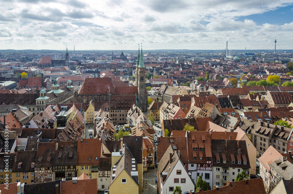 Obraz premium Historic town of Nuremberg skyline, Bavaria, Germany
