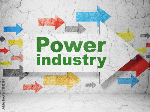 Industry concept  arrow with Power Industry on grunge wall background