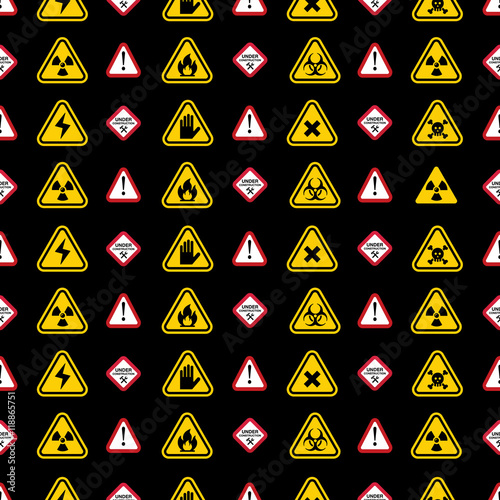Warning signs pattern - triangle warning, danger signs