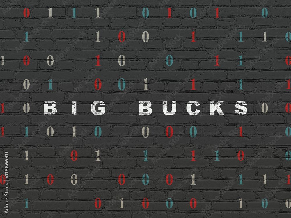 Business concept: Big bucks on wall background Business concept: Big bucks on wall background